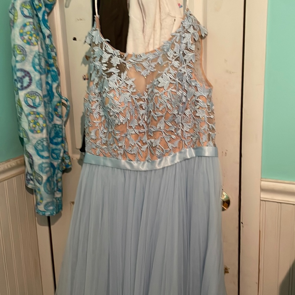 Sparkling light blue prom dress